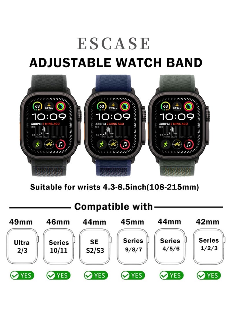 ثسؤشسث مجموعة بديلة من 3 قطع من حزام النايلون باللون الأسود الطبيعي من التيتانيوم متوافقة مع أحجام أحزمة Apple Watch: 42 مم/44 مم/45 مم/46 مم/49 مم تناسب Apple Watch Ultra/Ultra 2/Ultra 3 وسلسلة 11/10/9/8/SE/7/6/5/4/3/2/1 وغيرها من الطرز متوفرة باللون الأسود/الأزرق/الأخضر - Image 2