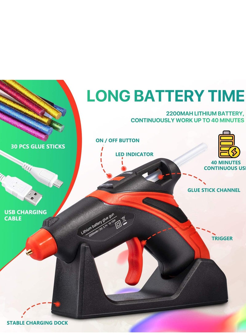 Cordless Hot Glue Gun Fast Preheating Kit with 30 Pcs Sticks USB Rechargeable Melt Tools for Quick Home Repairs Arts Crafts DIY and Festival Decorations - Image 4