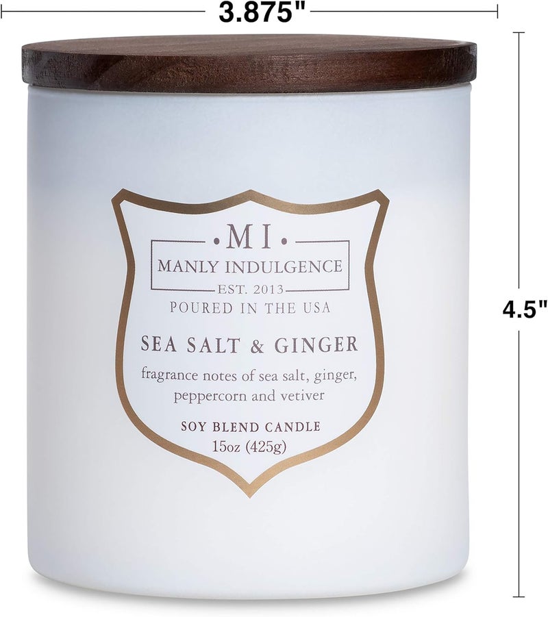 Manly Indulgence Sea Salt & Ginger Jar Candle, 15 oz, White - Image 3