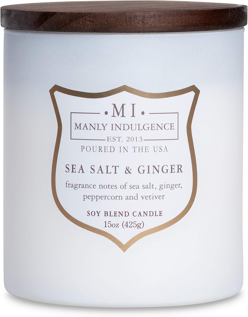 Manly Indulgence Sea Salt & Ginger Jar Candle, 15 oz, White - Image 1