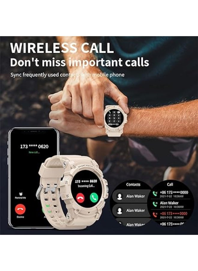 PEJE 1.39” Watch For Men,Smart Watch For Men with GPS,1ATM Waterproof Bluetooth calling Smart Watch,120+ Sport Modes, with SpO2/Heart Rate/Sleep Monitor,Smartwatch Compatible Android iOS (Beige) - Image 2