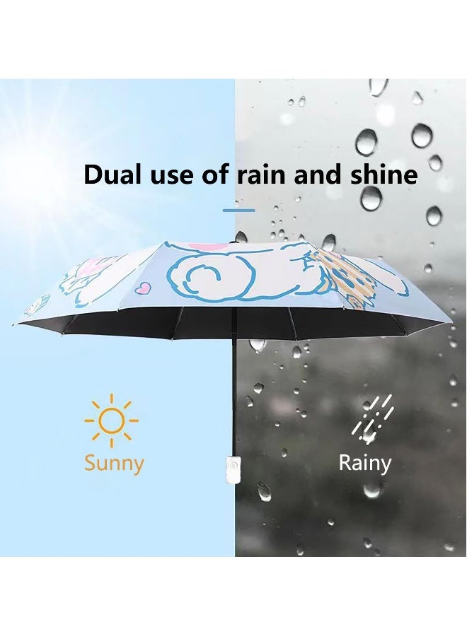 مظلة كاواي للأطفال قابلة للطي، تصميم كرتوني أنمي، مقاومة للرياح القوية، مضادة للأشعة فوق البنفسجية، تعمل تلقائيًا، خفيفة الوزن ومتينة، مظلة مدمجة وسهلة الحمل للفتيات - Image 2