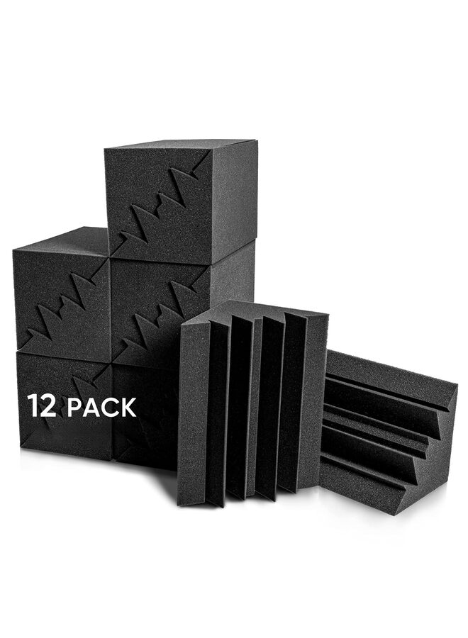 12 PCS Acoustic Foam Panels 7" X 7" X 12" Sound Absorbing Panel, Bass Trap Studio Foam, Corner Block Finish, Sound Panels Soundproof Sound Insulation - Image 1