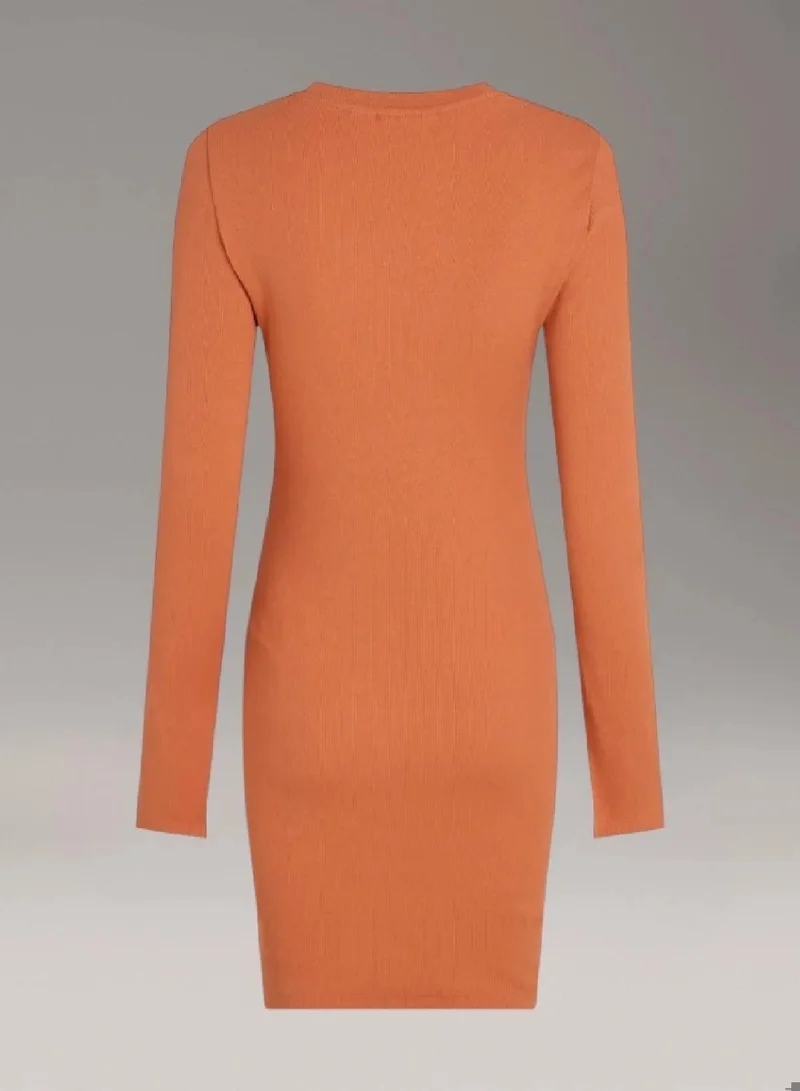 Calvin Klein Jeans Slim Ribbed Cotton Mini Dress
