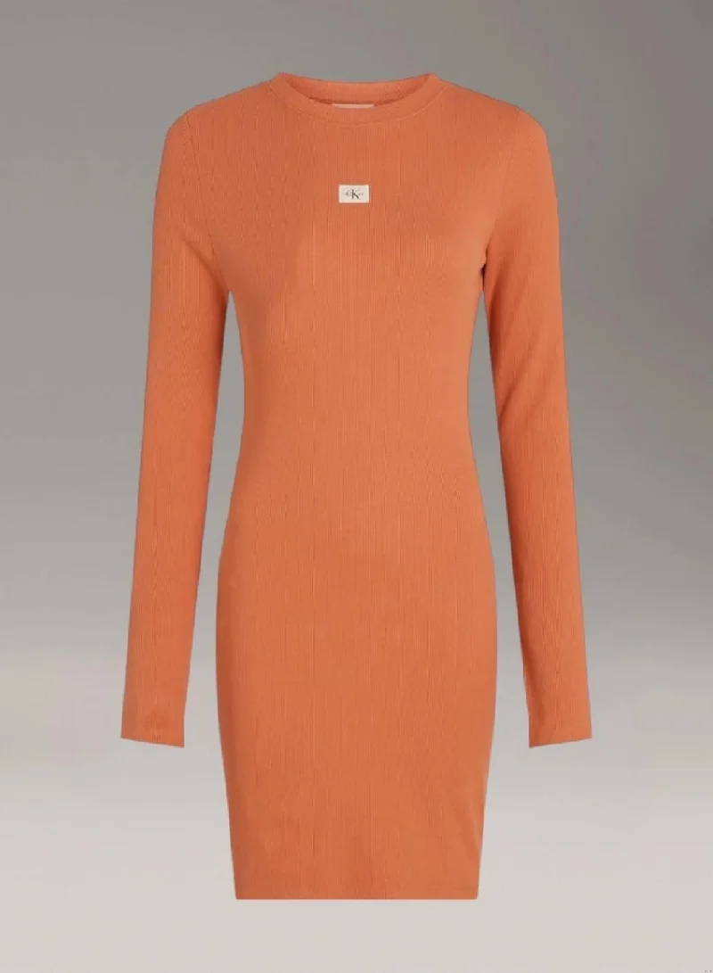 Calvin Klein Jeans Slim Ribbed Cotton Mini Dress