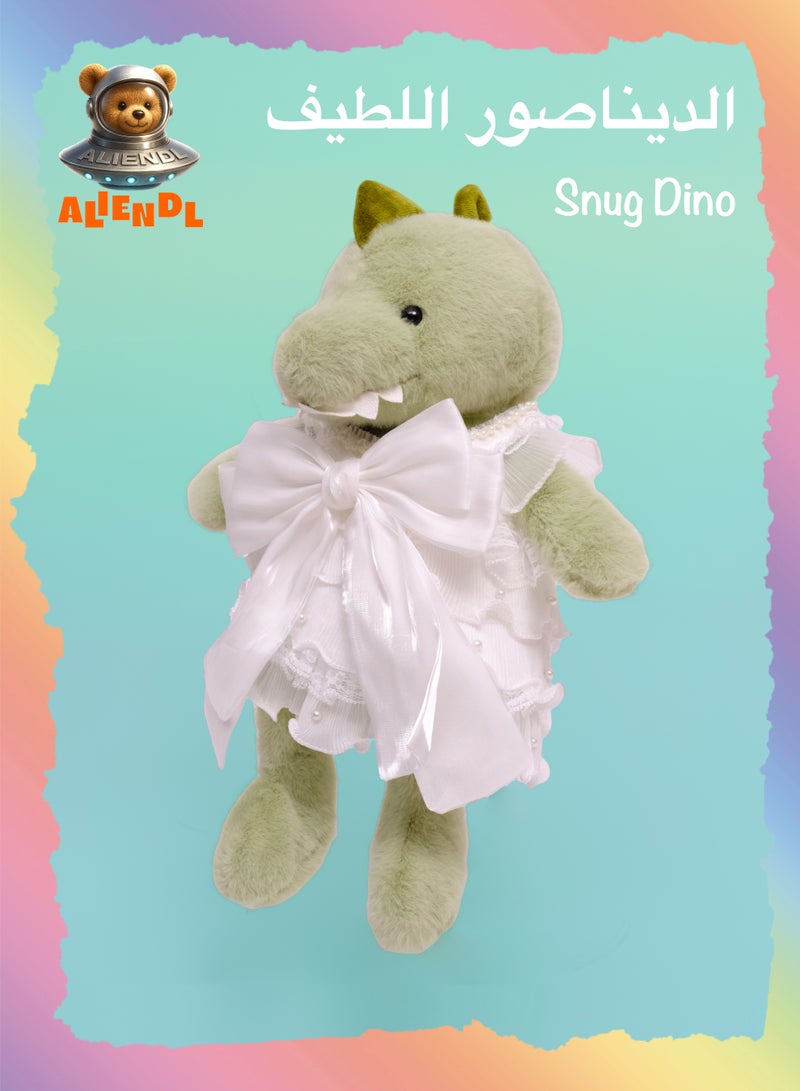 ALIENDL Snug Dino – Plush Dinosaur Stuffed Animal Toy for Baby Kids, Soft Cute Dinosaur Dress Doll Gift Set with Removable Clothes & Pouch, Elegant Gift for Kids, Girls, Friends & Couples - Image 1