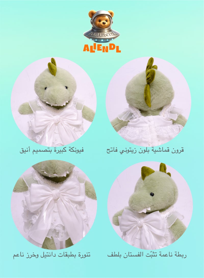 ALIENDL Snug Dino – Plush Dinosaur Stuffed Animal Toy for Baby Kids, Soft Cute Dinosaur Dress Doll Gift Set with Removable Clothes & Pouch, Elegant Gift for Kids, Girls, Friends & Couples - Image 5