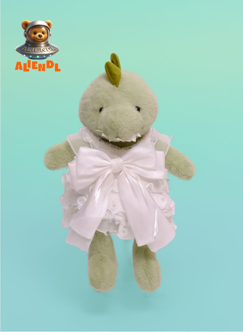 ALIENDL Snug Dino – Plush Dinosaur Stuffed Animal Toy for Baby Kids, Soft Cute Dinosaur Dress Doll Gift Set with Removable Clothes & Pouch, Elegant Gift for Kids, Girls, Friends & Couples - Image 2
