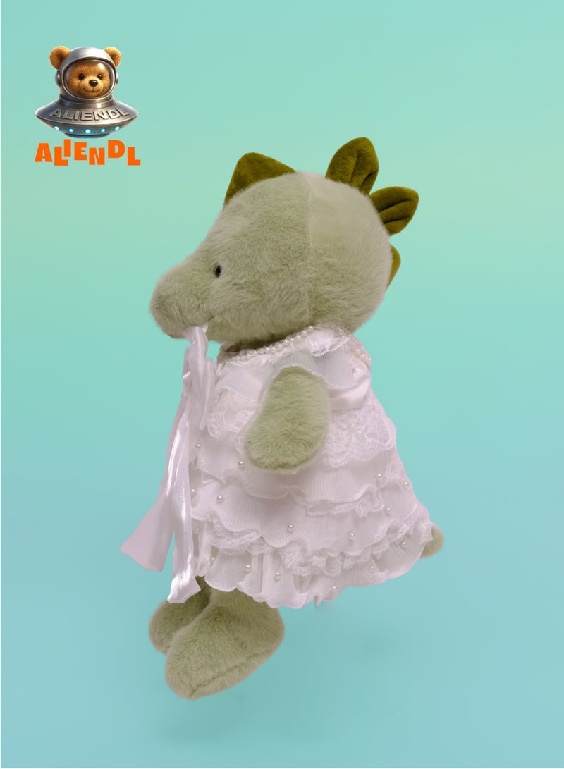 ALIENDL Snug Dino – Plush Dinosaur Stuffed Animal Toy for Baby Kids, Soft Cute Dinosaur Dress Doll Gift Set with Removable Clothes & Pouch, Elegant Gift for Kids, Girls, Friends & Couples - Image 3