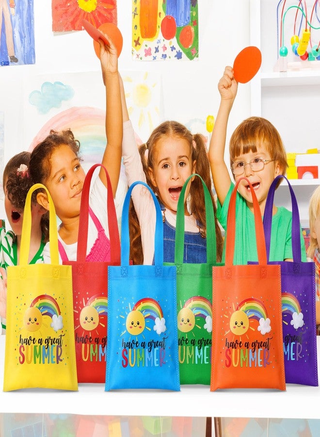 Dansydaisy 24 Pcs End of the Year Gift Bags for Students Bulk Rainbow Non Woven Tote Bags Party Favor Bag with Handles for Sunday School Gift Teacher Appreciation Graduation Party Supplies (Summer) - Image 5