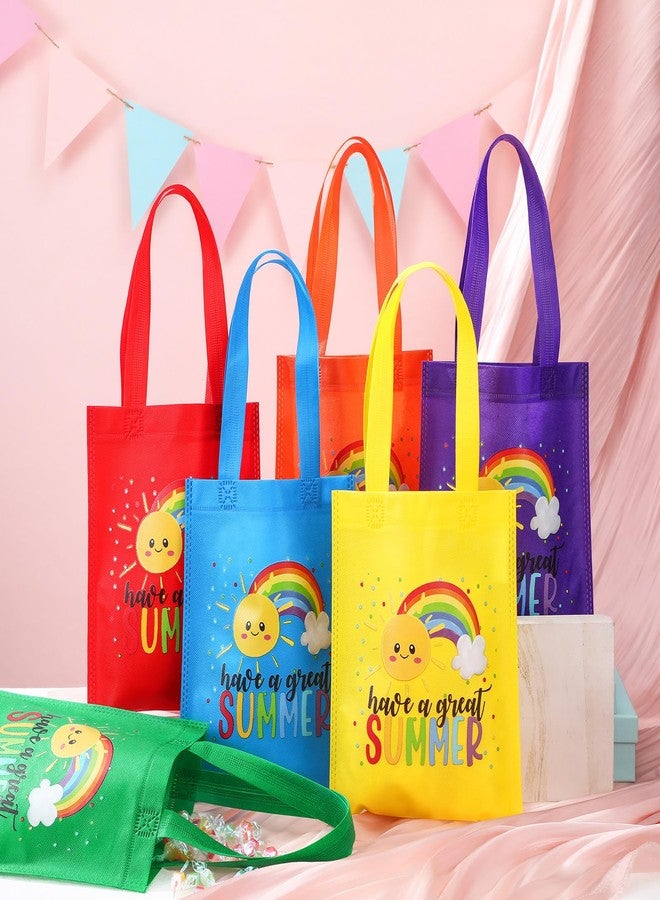 Dansydaisy 24 Pcs End of the Year Gift Bags for Students Bulk Rainbow Non Woven Tote Bags Party Favor Bag with Handles for Sunday School Gift Teacher Appreciation Graduation Party Supplies (Summer) - Image 4