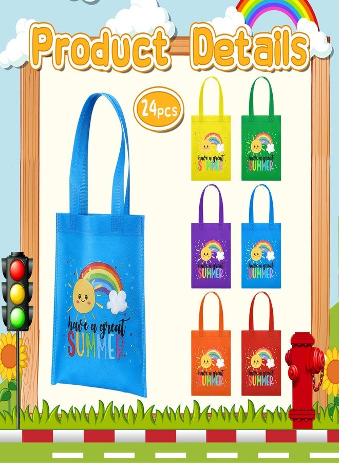 Dansydaisy 24 Pcs End of the Year Gift Bags for Students Bulk Rainbow Non Woven Tote Bags Party Favor Bag with Handles for Sunday School Gift Teacher Appreciation Graduation Party Supplies (Summer) - Image 3