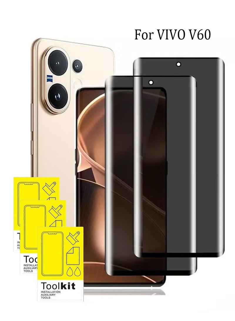 SNBFA [حزمة 2] حماية شاشة الخصوصية متوافقة مع VIVO V60 ، حماية شاشة الزجاج المقلص الخصوصية المضادة للنظر التغطية الكاملة المضادة للجسوس الزجاج المقلص فيلم الحماية - Image 1