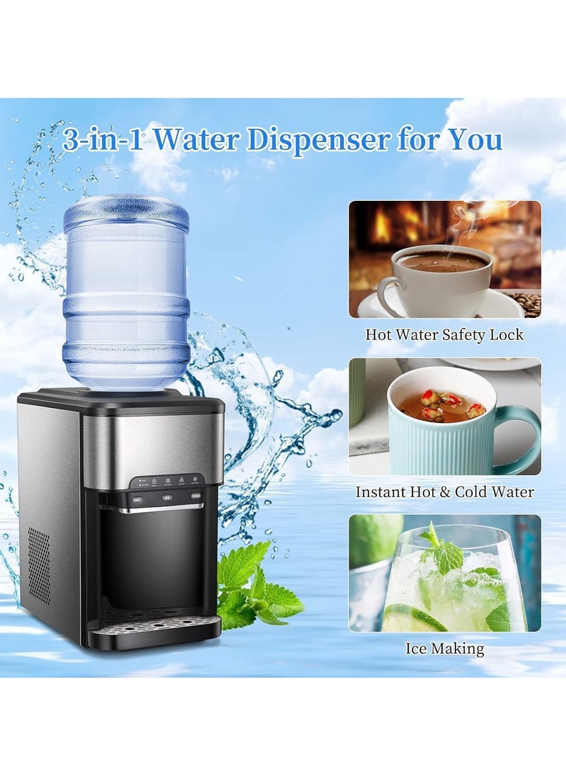 Cool Baby Water Dispenser Countertop, Cold & Hot Countertop Water Dispenser with Ice Maker, 12 Cubes/8Mins,Stainless Steel Construction  - Image 2