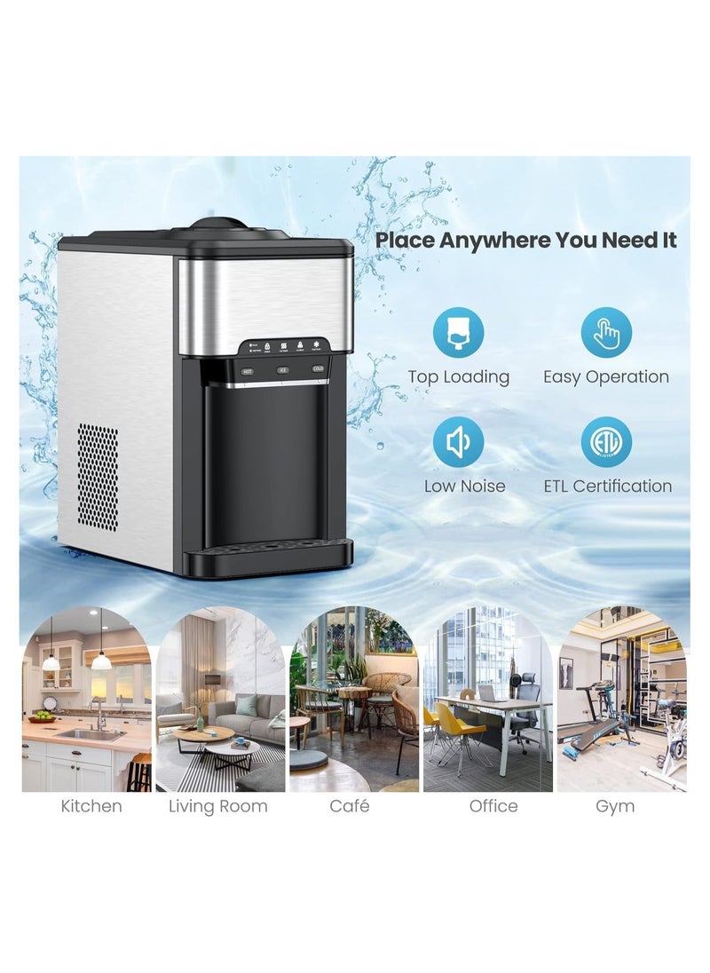 Cool Baby Water Dispenser Countertop, Cold & Hot Countertop Water Dispenser with Ice Maker, 12 Cubes/8Mins,Stainless Steel Construction  - Image 4