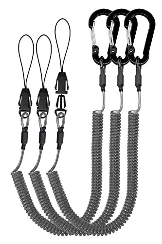 Lix&Rix Retractable Safe Tool Retention Coil Cord Lanyard Keychain Leash for Utility Knives, Safety Cutters, Hand Tools, Casino Card Clip, Black 3pcs - Image 1