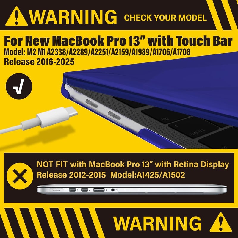 I Benzer Compatible with 2025 2024 M2 MacBook Pro 13 Inch Case 2025-2016 M1 A2338 A2289 A2251 A2159 A1989 A1706 A1708, Hard Shell Case & Keyboard Cover for Mac Pro 13, Crystal Navy Blue,T13CYNV+1 - Image 3