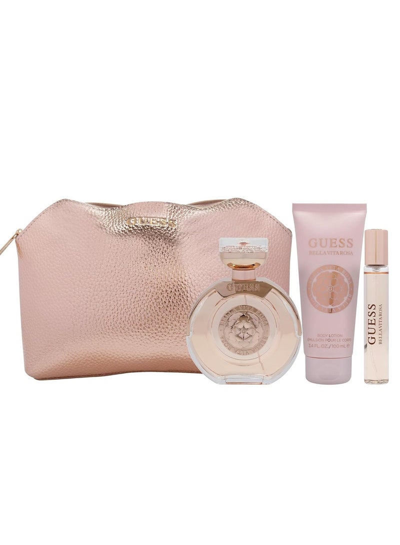 جس مجموعة هدايا بيلا فيتا روزا للنساء - عطر أو دو تواليت 100 مل + عطر أو دو تواليت 15 مل + لوشن للجسم 100 مل + حقيبة - Image 2