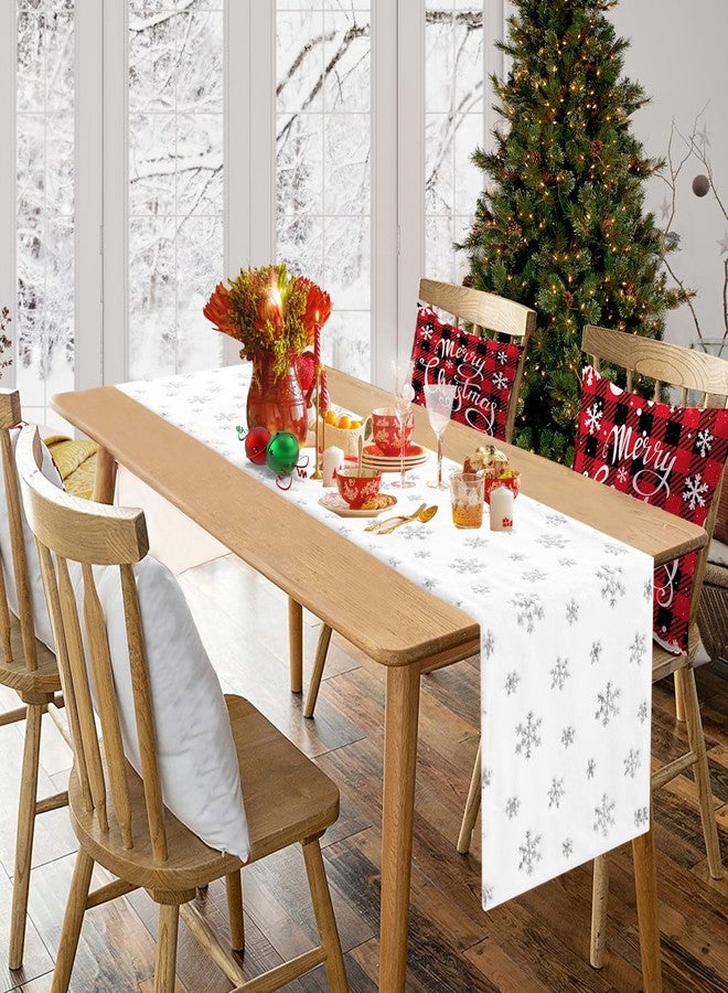 LuoluoHouse Faux Fur Christmas Table Runners 72 inches Long, Silver Sequin Snowflake Table Runner Xmas Table Runner for White Super Soft Thick Luxury Christmas Table Decoration, 13x72 inch - Image 4