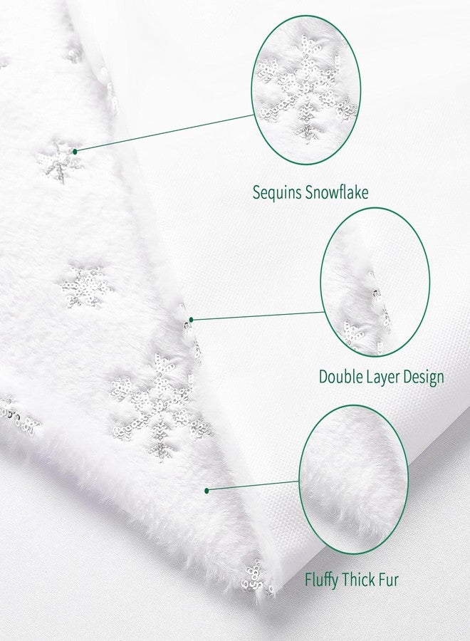 LuoluoHouse Faux Fur Christmas Table Runners 72 inches Long, Silver Sequin Snowflake Table Runner Xmas Table Runner for White Super Soft Thick Luxury Christmas Table Decoration, 13x72 inch - Image 2