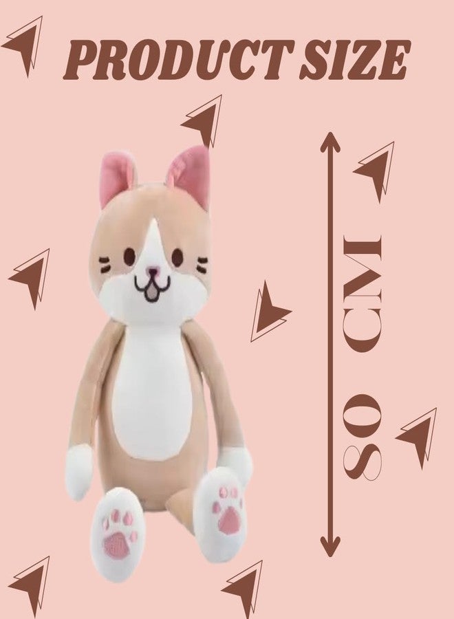 TechMax Solution Brown White Long Hand Leg Cat Plush Pillow - Image 2