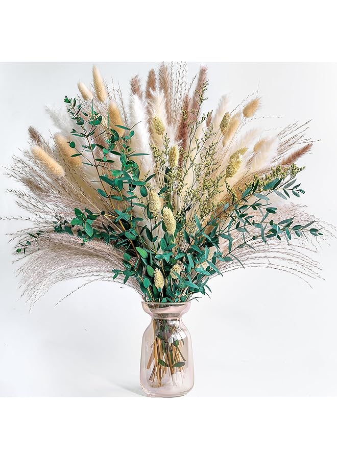 Green Tiger 75 Pcs Green Pampas Grass Bouquet – Boho Home & Wedding Floral Arrangements – Dried Pampas Grass Decor for Living Room, Fireplace, and Modern Farmhouse - Image 1