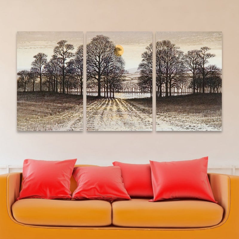 Marktna Three luxurious modern-designed canvas prints with a hollow frame, measuring (150×70), three pieces - Image 1
