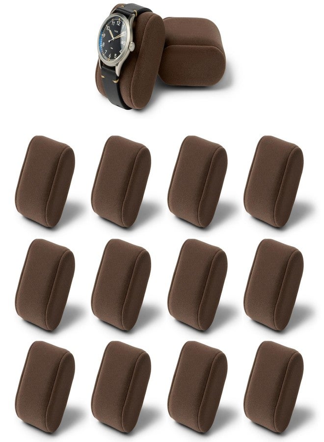 TAWBURY Watch Pillows - Pack of 12, Standard Size Cushions for 7.1 to 7.5-inch Wrists, 2-inches Wide, Oval Shape (Brown/Gray)