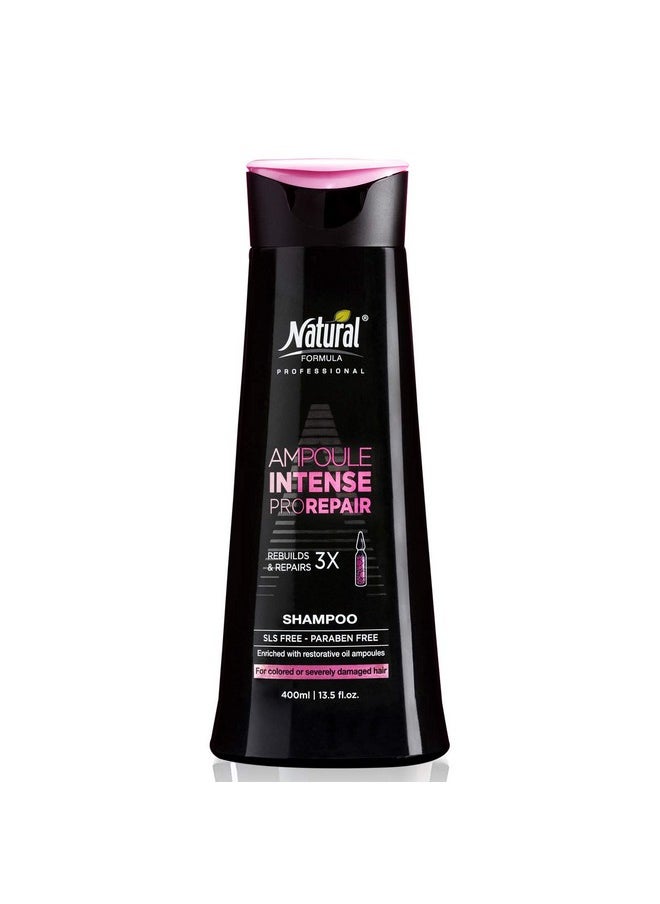 Natural Formula - Ampoule Intense Hair Shampoo Professional Ampoule Treatment With Natural Oils Repair Restore And Nourish Damaged Dry And Colortreated Hair Paraben And Sls Free 13.5 Fl Oz - Image 1