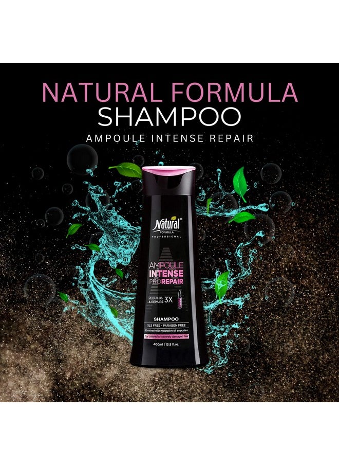 Natural Formula - Ampoule Intense Hair Shampoo Professional Ampoule Treatment With Natural Oils Repair Restore And Nourish Damaged Dry And Colortreated Hair Paraben And Sls Free 13.5 Fl Oz - Image 1