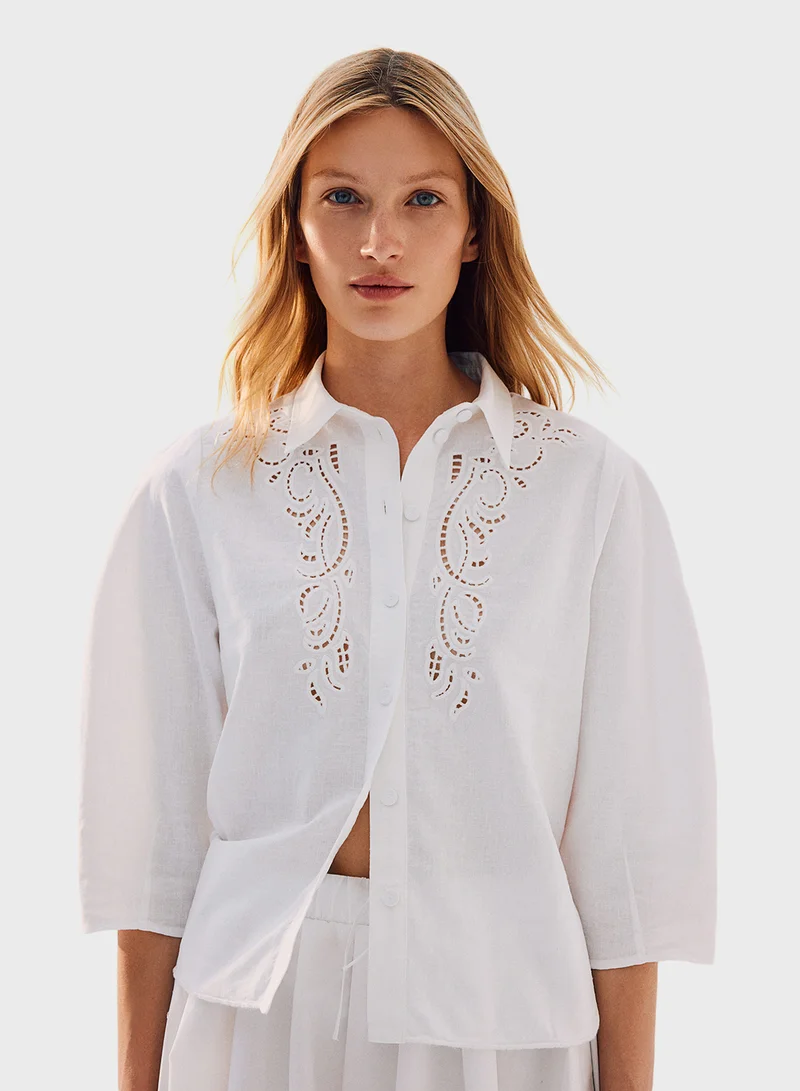 اتش اند ام Broidered Button Down Shirt