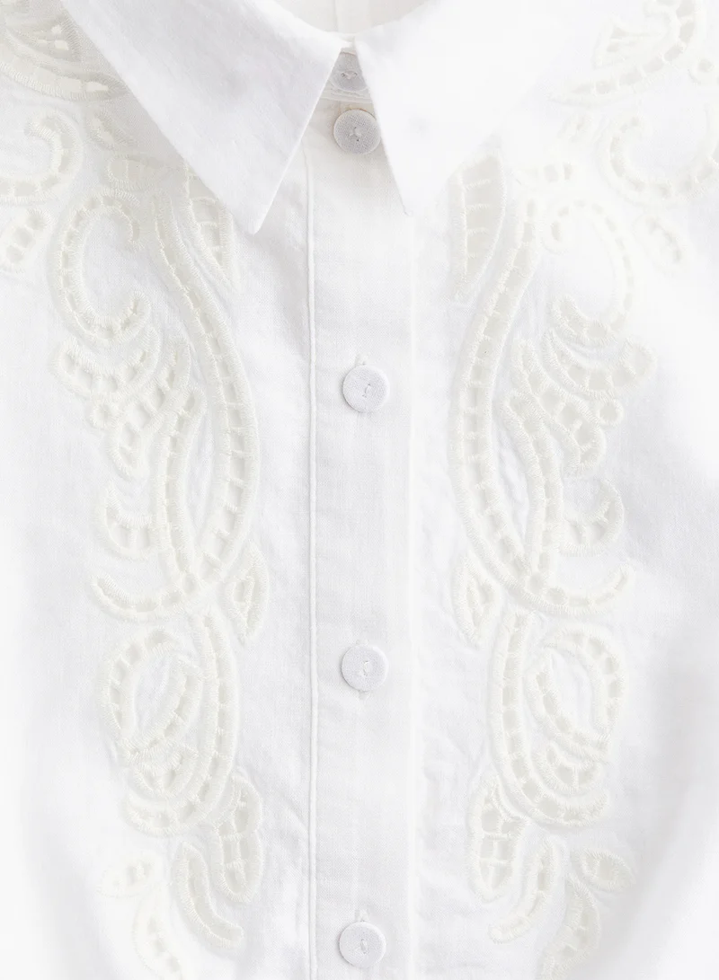 H&M Broidered Button Down Shirt