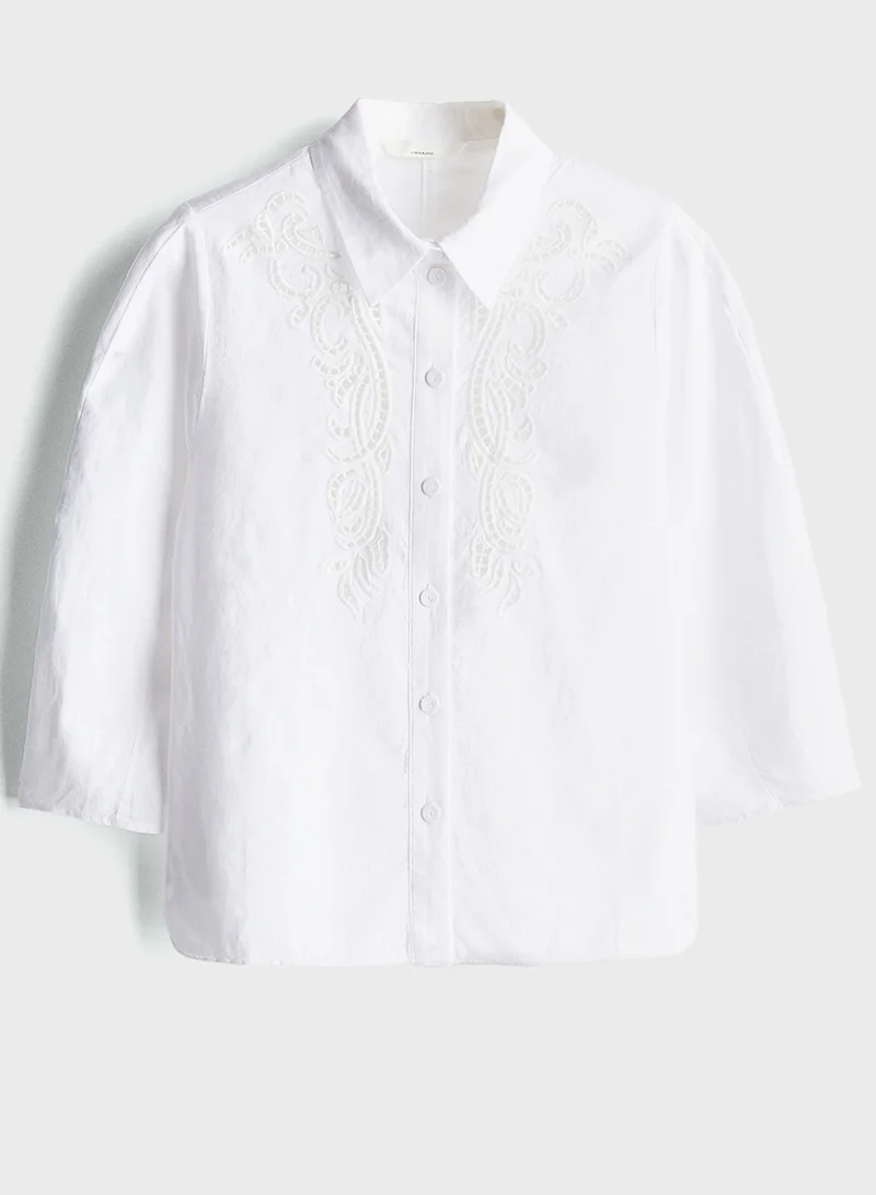 H&M Broidered Button Down Shirt