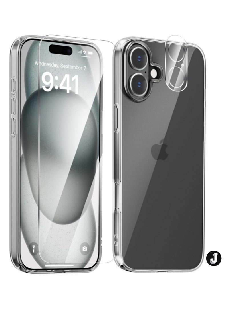 JAJEEK "iPhone 16 Case – Ultra-Thin Soft Clear Cover, Not Yellowing, with Camera Lens & Screen Protectors, Anti-Slip Shockproof" - Image 1