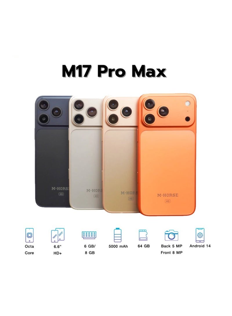إم-هورس هاتف ذكي M-HORSE 17 Pro Max، ذاكرة وصول عشوائي (RAM) سعة 12 جيجابايت + ذاكرة تخزين 128 جيجابايت، شاشة 6.6 بوصة، يدعم بطاقة microS. - Image 2