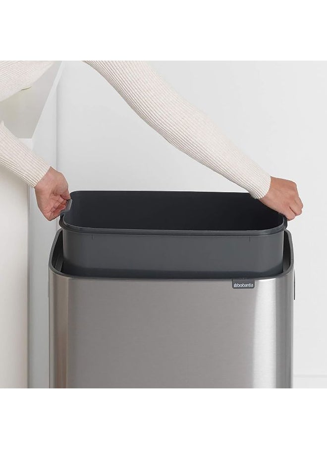 brabantia Fingerprint Proof Non-Slip Base Steel Touch Bin Silver and Black 60 L  - Image 3
