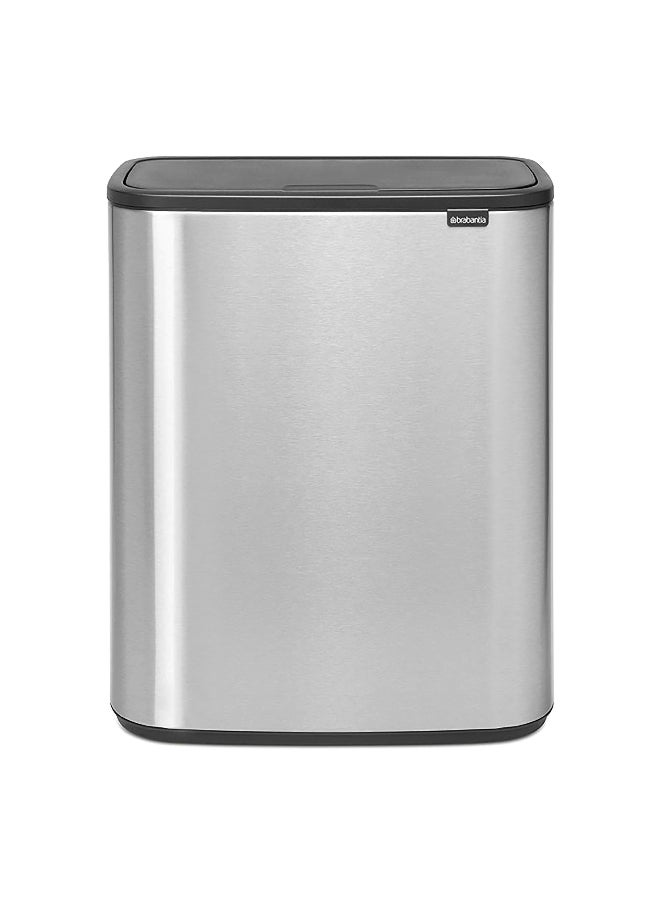 brabantia Fingerprint Proof Non-Slip Base Steel Touch Bin Silver and Black 60 L  - Image 1