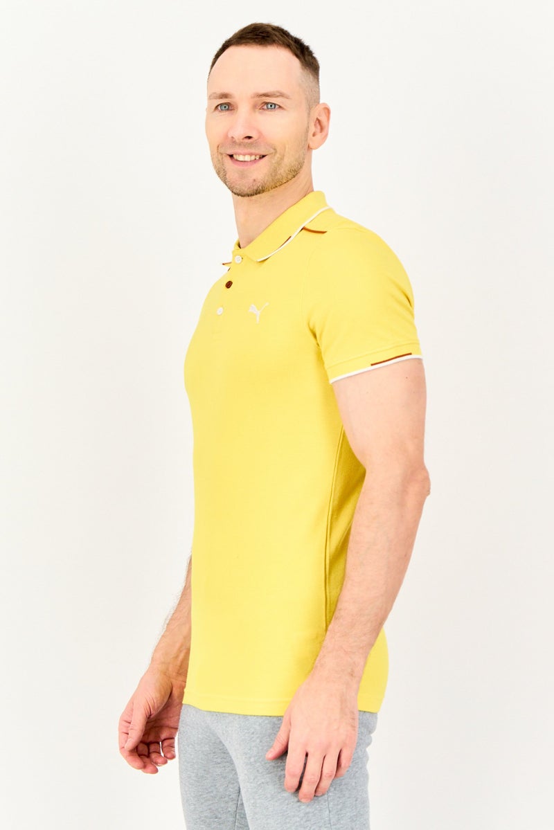 PUMA Men Sportswear Fit Short Sleeve Contrast Tipping Outdoor Polo Shirt, Yellow - Image 2