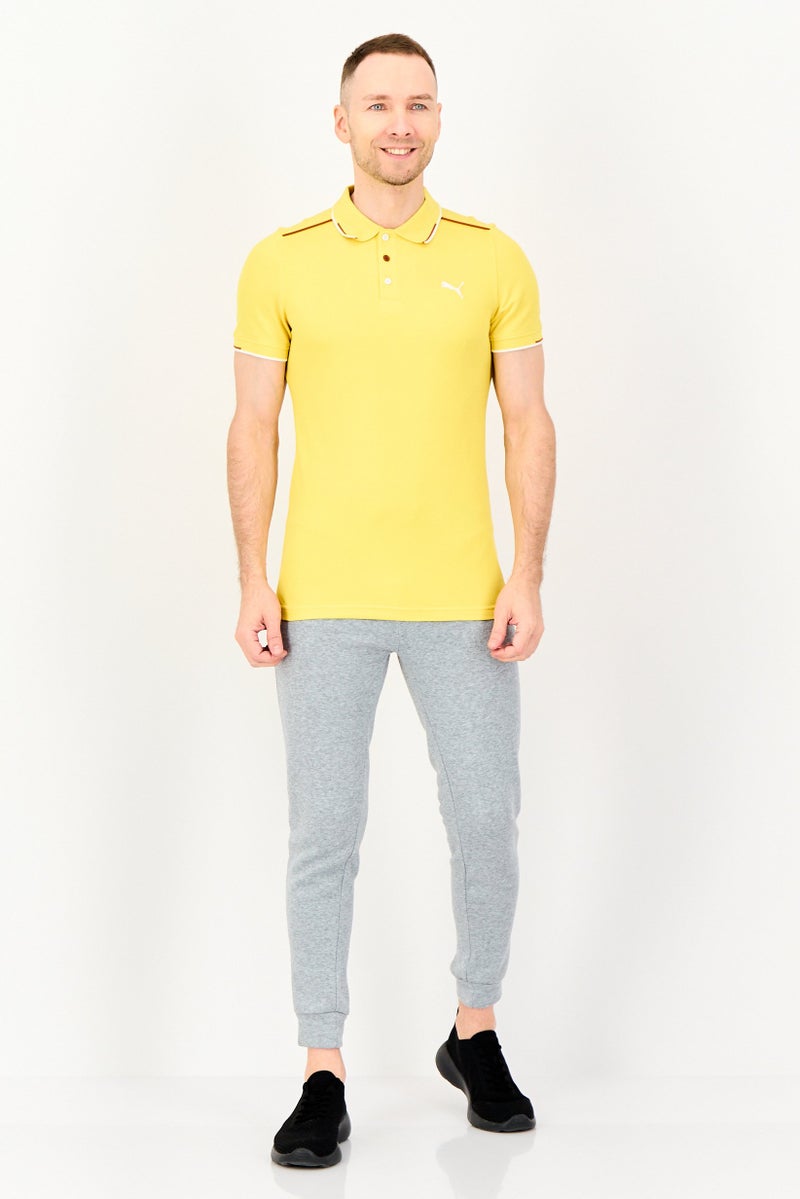PUMA Men Sportswear Fit Short Sleeve Contrast Tipping Outdoor Polo Shirt, Yellow - Image 4
