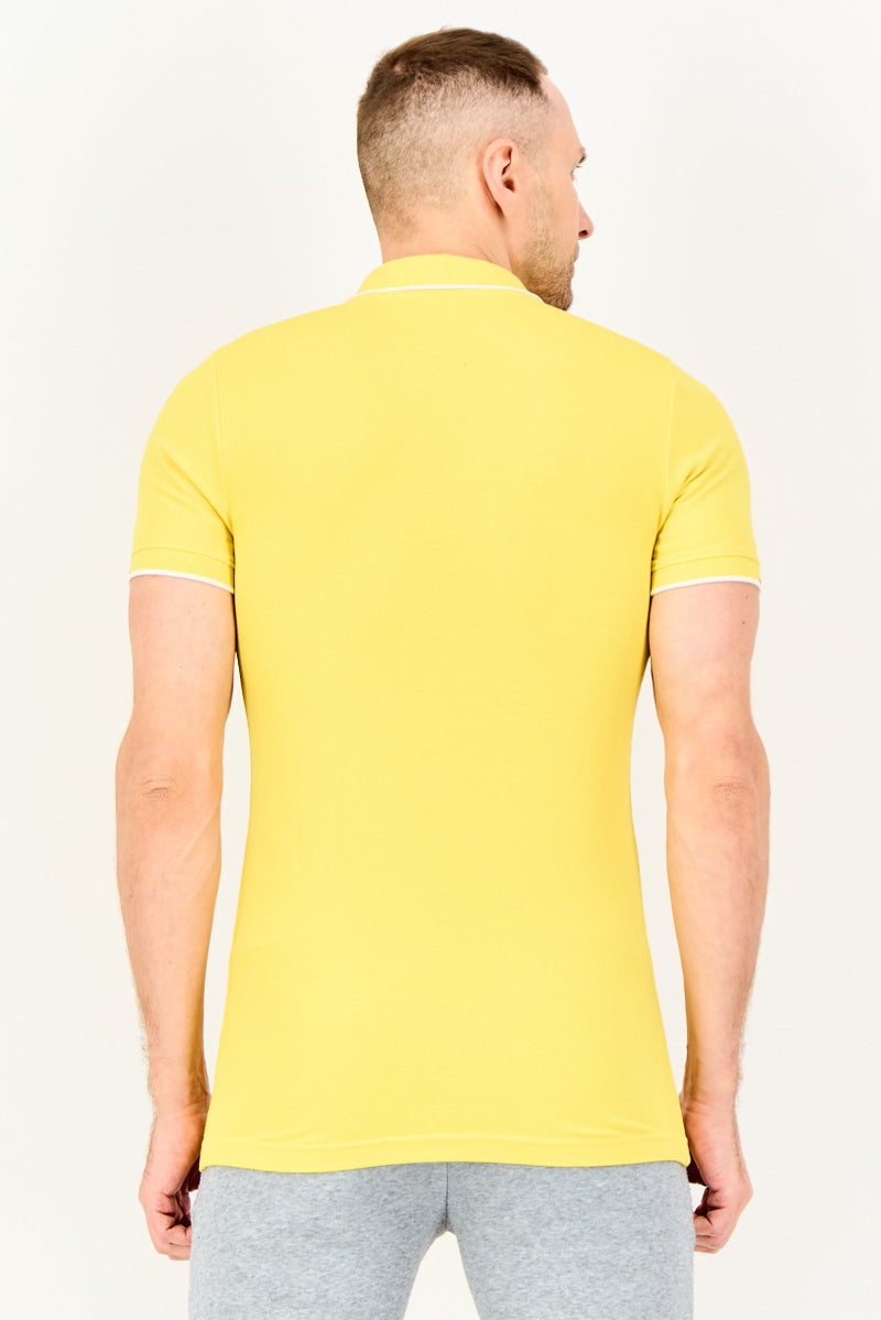 PUMA Men Sportswear Fit Short Sleeve Contrast Tipping Outdoor Polo Shirt, Yellow - Image 3