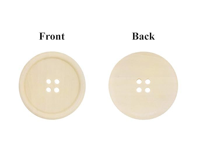 Bhavya Enterprises Bhavya EnterprisesWooden Buttons Round Wood Buttons for Crafts Sewing Sweater by Bhavya Enterprises Crafts Natural Color Bulk 20 PCs 50mm 2 Inch Button with 4 Holes  - Image 4