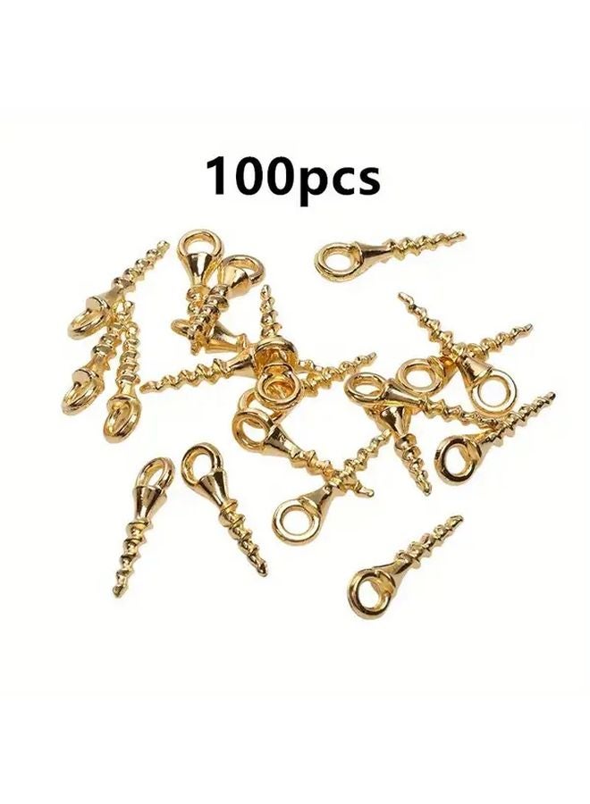 100pcs Golden Mini DIY Hole Screws For Walls Wood Picture Frames Cabinets - Image 1