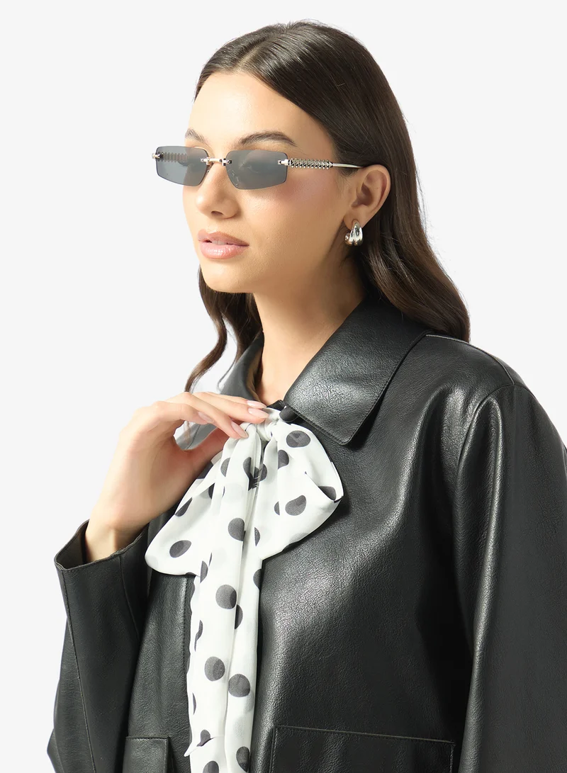 ELLA Black Rectangle Polarized Sunglasses With Gold Accent for Women | Best Price UAE