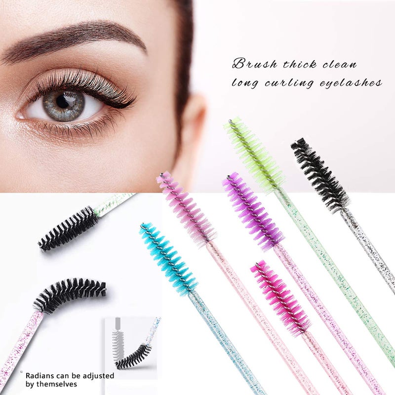 Elisel 300 PCS Disposable Mascara Brushes Crystal Eyelash Brushes Mascara Wands Applicator Eyelash Extensions Makeup Tools Eyebrow Brush (Crystal multicolor) - Image 4