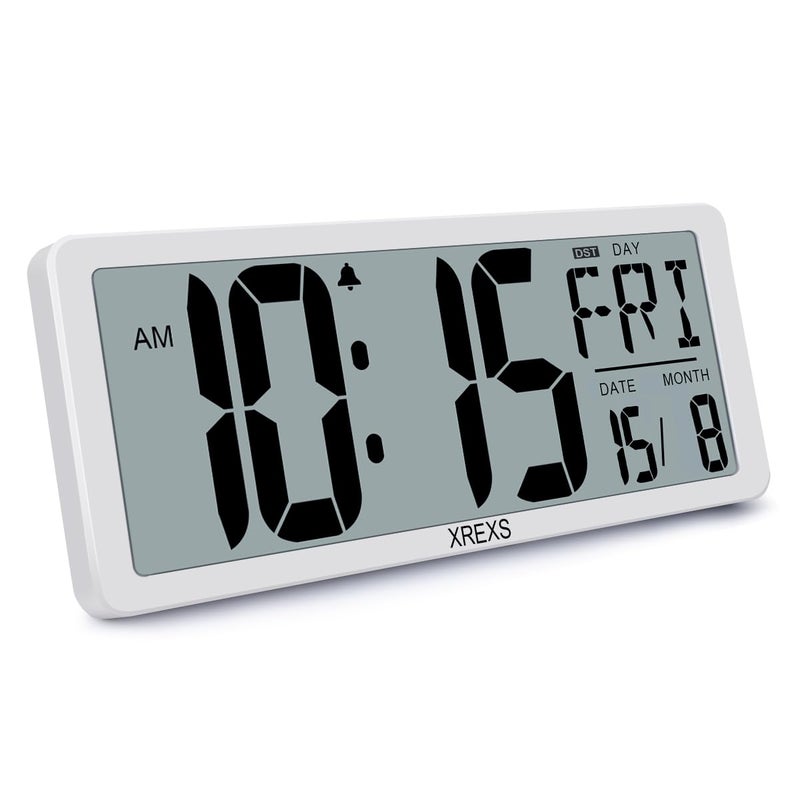 XREXS Large Digital Wall Clock 14 Inch Large LCD Display Wall Digital Clock with TimeCalendarTemperature Display for Bedroom Home Decor Batteries Included