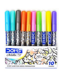 DOMS 10-Piece Metallic Brush Pens Multicolour  - Image 1
