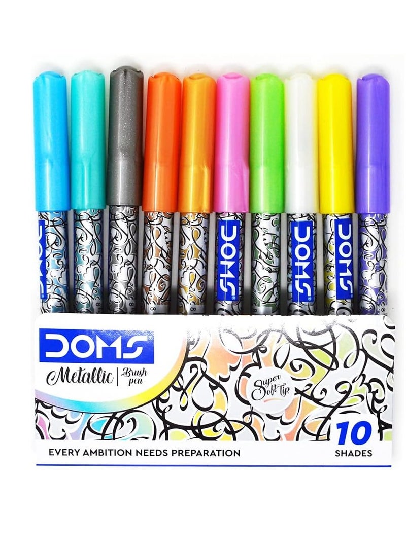 DOMS أقلام فرشاة معدنية متعددة الألوان، 10 قطع - Image 1