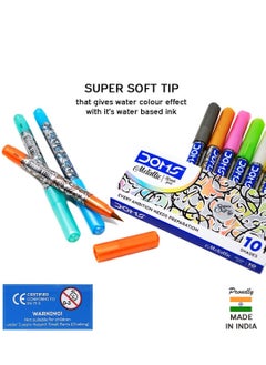 DOMS 10-Piece Metallic Brush Pens Multicolour  - Image 2