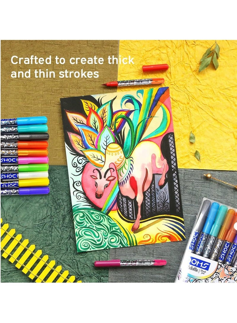 DOMS أقلام فرشاة معدنية متعددة الألوان، 10 قطع - Image 3