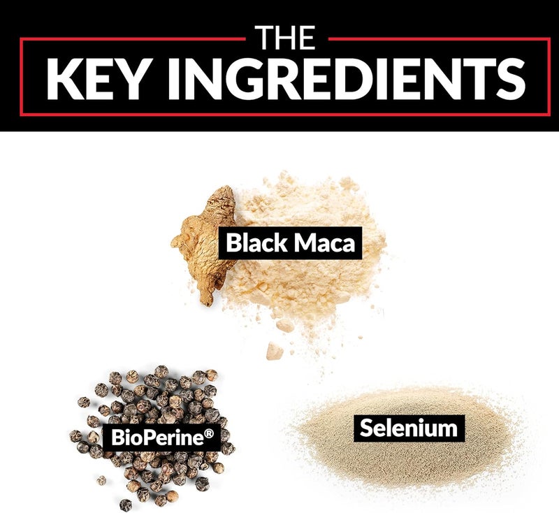 Force Factor Black Maca Root Vitality Supplement for Men with Superior Absorption and Power Natural Maca Negra Extract Fundamentals Series 1000mg 60 Capsules - Image 4